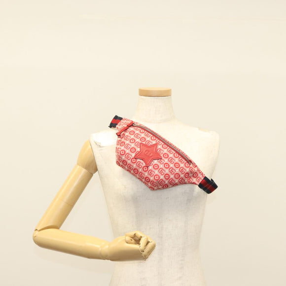 GUCCI Children's Sherry Line Bag Canvas Leather Red Silver 502095 Auth 138551