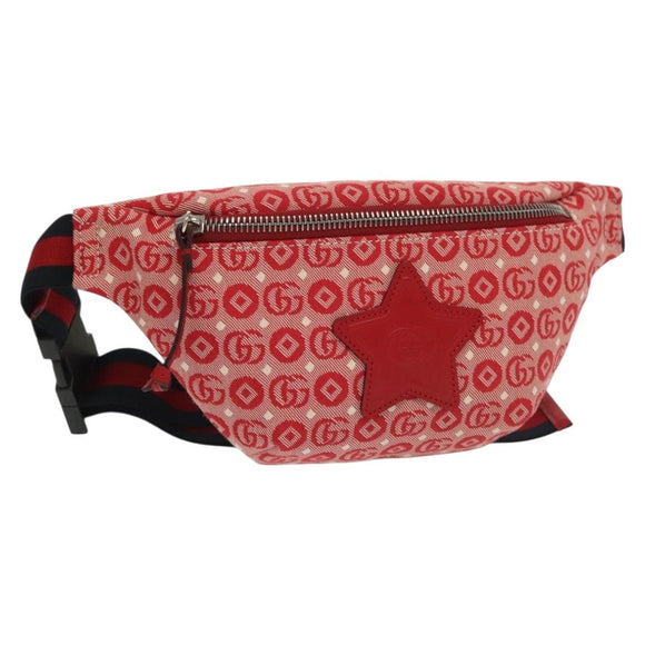 GUCCI Children's Sherry Line Bag Canvas Leather Red Silver 502095 Auth 138552