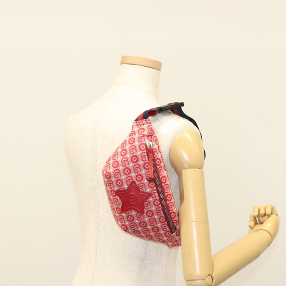 GUCCI Children's Sherry Line Bag Canvas Leather Red Silver 502095 Auth 138552