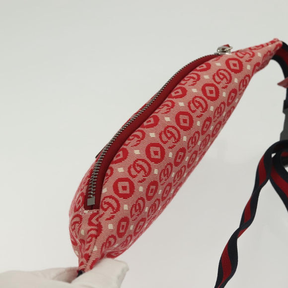 GUCCI Children's Sherry Line Bag Canvas Leather Red Silver 502095 Auth 138552