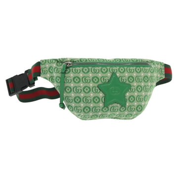 GUCCI Children's Sherry Line Bag Canvas Leather Green Silver 502095 Auth 138553