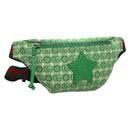 GUCCI Children's Sherry Line Bag Canvas Leather Green Silver 502095 Auth 138554-1