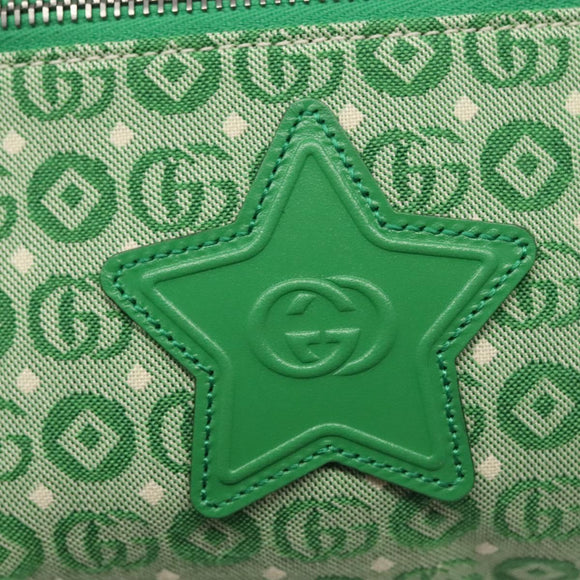 GUCCI Children's Sherry Line Bag Canvas Leather Green Silver 502095 Auth 138554