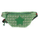 GUCCI Children's Sherry Line Bag Canvas Leather Green Silver 502095 Auth 138554-2