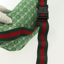 GUCCI Children's Sherry Line Bag Canvas Leather Green Silver 502095 Auth 138554-7