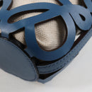 LOEWE Anagram Cut Out Pocket Shoulder Bag Leather Blue Auth 138555A-16
