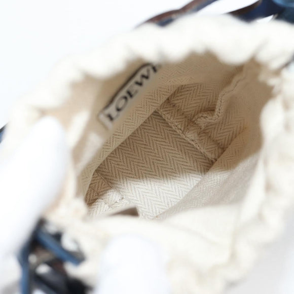 LOEWE Anagram Cut Out Pocket Schoudertas Leer Blauw Authentiek 138555M