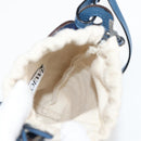 LOEWE Anagram Cut Out Pocket Shoulder Bag Leather Blue Auth 138555A-17