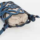 LOEWE Anagram Cut Out Pocket Shoulder Bag Leather Blue Auth 138555A-6