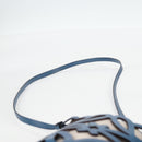 LOEWE Anagram Cut Out Pocket Shoulder Bag Leather Blue Auth 138555A-8