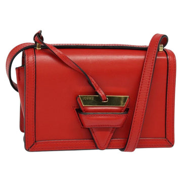 LOEWE Barcelona Shoulder Bag Leather Red Gold Auth 138556