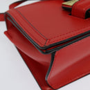 LOEWE Barcelona Shoulder Bag Leather Red Gold Auth 138556-14