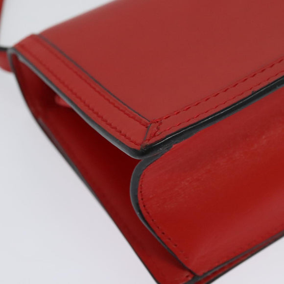 LOEWE Barcelona Shoulder Bag Leather Red Gold Auth 138556