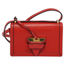 LOEWE Barcelona Shoulder Bag Leather Red Gold Auth 138556-13