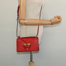 LOEWE Barcelona Shoulder Bag Leather Red Gold Auth 138556-21