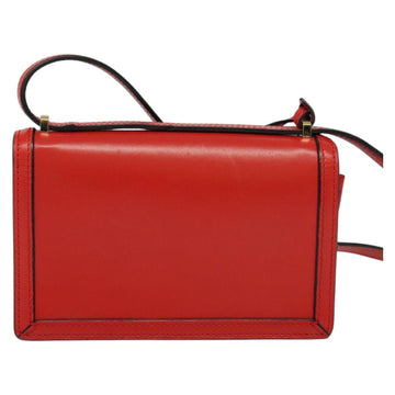 LOEWE Barcelona Shoulder Bag Leather Red Gold Auth 138556 - 0