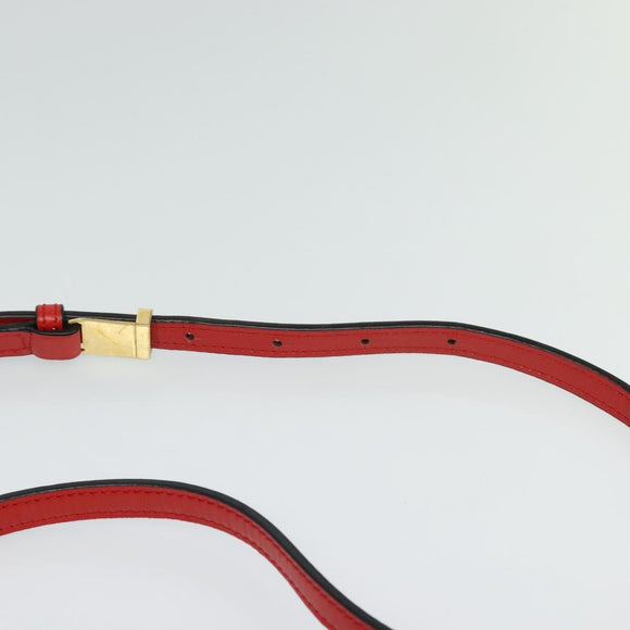 LOEWE Barcelona Shoulder Bag Leather Red Gold Auth 138556