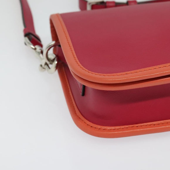 LOEWE Ines Shoulder Bag Leather Pink Silver Auth 138557