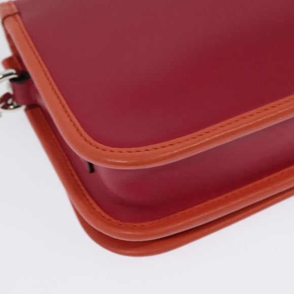 LOEWE Ines Shoulder Bag Leather Pink Silver Auth 138557