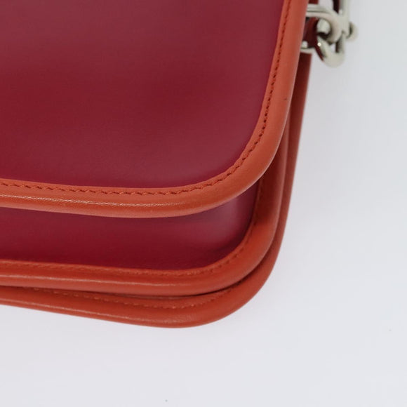 LOEWE Ines Shoulder Bag Leather Pink Silver Auth 138557