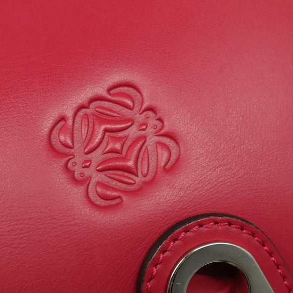 LOEWE Ines Shoulder Bag Leather Pink Silver Auth 138557