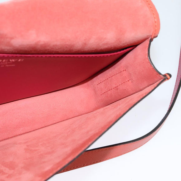 LOEWE Ines Shoulder Bag Leather Pink Silver Auth 138557