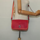 LOEWE Ines Shoulder Bag Leather Pink Silver Auth 138557-25