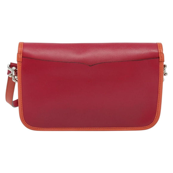 LOEWE Ines Shoulder Bag Leather Pink Silver Auth 138557