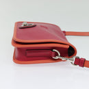LOEWE Ines Shoulder Bag Leather Pink Silver Auth 138557-4