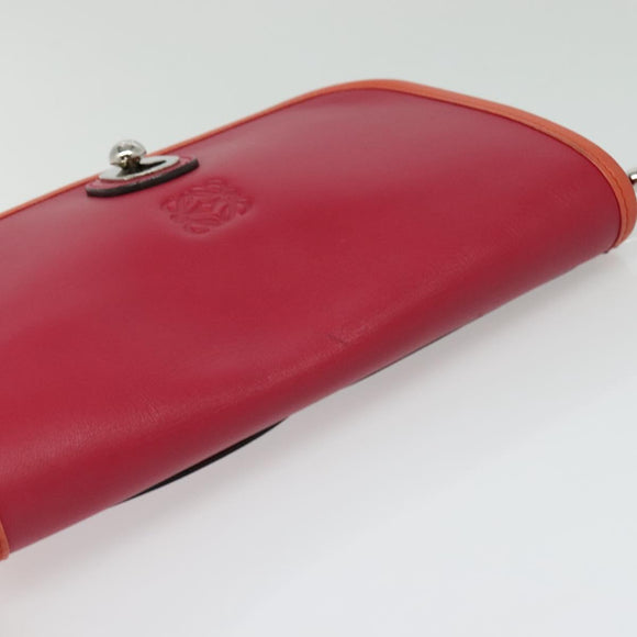 LOEWE Ines Shoulder Bag Leather Pink Silver Auth 138557