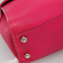 LOEWE Shoulder Bag Leather Pink Silver Auth 138559-14