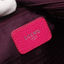 LOEWE Shoulder Bag Leather Pink Silver Auth 138559-17