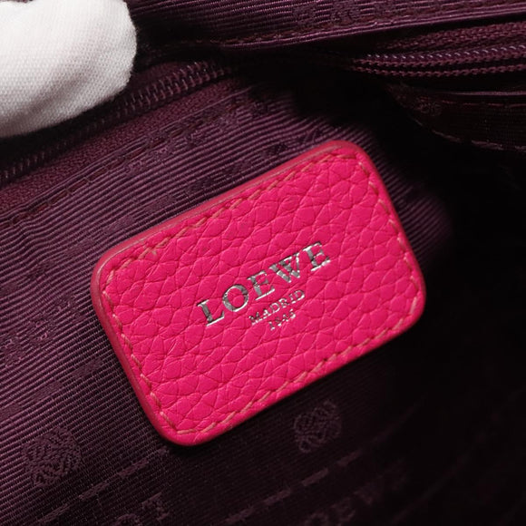 LOEWE Shoulder Bag Leather Pink Silver Auth 138559