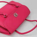 LOEWE Shoulder Bag Leather Pink Silver Auth 138559-6