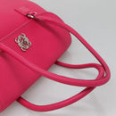 LOEWE Shoulder Bag Leather Pink Silver Auth 138559-7