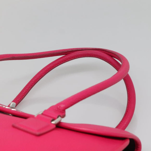 LOEWE Shoulder Bag Leather Pink Silver Auth 138559