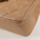 CHANEL Mini Matelasse 17 Chain Shoulder Bag Caviar Skin Beige CC Auth 138560V-15