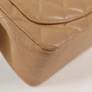 CHANEL Mini Matelasse 17 Chain Shoulder Bag Caviar Skin Beige CC Auth 138560V-16