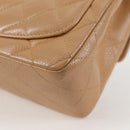 CHANEL Mini Matelasse 17 Chain Shoulder Bag Caviar Skin Beige CC Auth 138560V-17