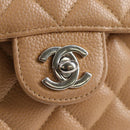 CHANEL Mini Matelasse 17 Chain Shoulder Bag Caviar Skin Beige CC Auth 138560V-18