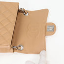 CHANEL Mini Matelasse 17 Chain Shoulder Bag Caviar Skin Beige CC Auth 138560V-10