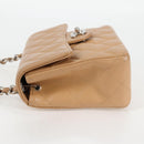CHANEL Mini Matelasse 17 Chain Shoulder Bag Caviar Skin Beige CC Auth 138560V-3