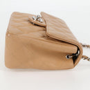 CHANEL Mini Matelasse 17 Chain Shoulder Bag Caviar Skin Beige CC Auth 138560V-4