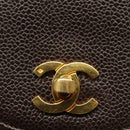 CHANEL Chain Shoulder Bag Caviar Skin Brown Gold CC Auth 138561-19