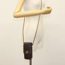 CHANEL Chain Shoulder Bag Caviar Skin Brown Gold CC Auth 138561-25