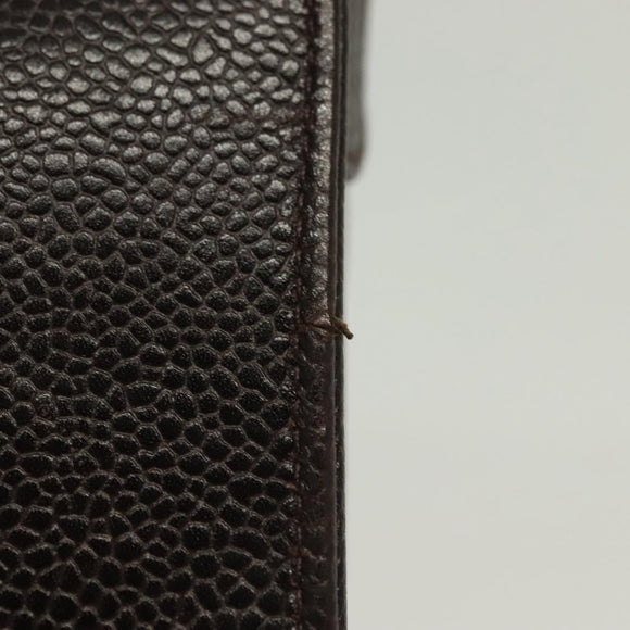 CHANEL Chain Shoulder Bag Caviar Skin Brown Gold CC Auth 138561