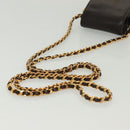 CHANEL Chain Shoulder Bag Caviar Skin Brown Gold CC Auth 138561-8