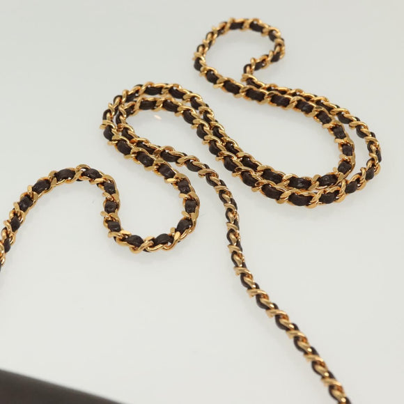CHANEL Chain Shoulder Bag Caviar Skin Brown Gold CC Auth 138561