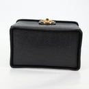 CHANEL Vanity Hand Bag Caviar Skin 2way Black Gold CC Auth 138563A-6