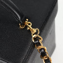 CHANEL Vanity Hand Bag Caviar Skin 2way Black Gold CC Auth 138563A-19
